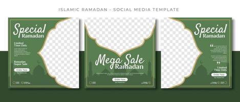 Ramadan islamico saldi, verde sociale media inviare modello disegno, evento promozione vettore bandiera