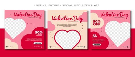 San Valentino amore giorno rosa rosso sociale media inviare modello disegno, evento promozione bandiera vettore