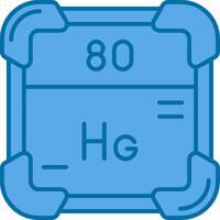 mercurio blu linea pieno icona vettore