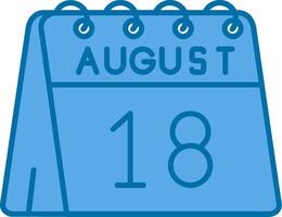 18 ° di agosto blu linea pieno icona vettore