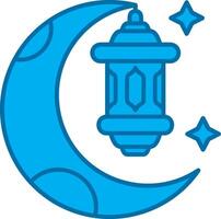 Ramadan blu linea pieno icona vettore