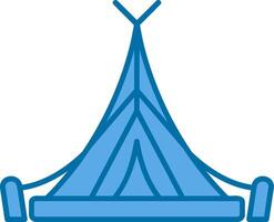 tenda blu linea pieno icona vettore