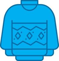 maglione blu linea pieno icona vettore