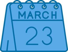23 di marzo blu linea pieno icona vettore