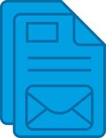 e-mail blu linea pieno icona vettore