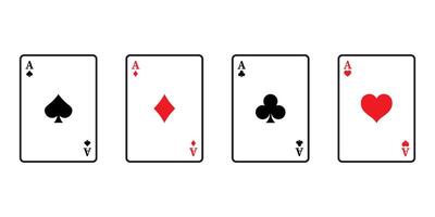 giocando carte poker icona impostato vettore