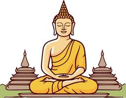 Budda Meditare nel loto posizione, vettore illustrazione.