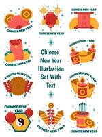 Cinese nuovo anno con testo illustrazione impostato vettore