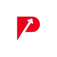 iniziale p logo. lettera p con con freccia per attività commerciale e logistica loghi, piatto vettore logo design modello, vettore illustrazione