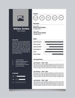 professionale CV curriculum vitae modello design e carta intestata - copertina lettera - vettore minimalista - buio blu e bianca