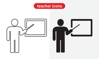 impostato di insegnante icone isolato cartello simbolo vettore illustrazione - alto vettore icone nel il nero stile