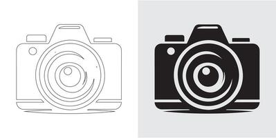 creativo nero logo design con astratto telecamera simbolo vettore illustrazione