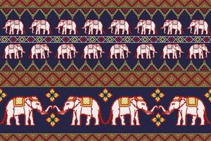 tradizionale tailandese elefante pixel arte colorato senza soluzione di continuità modello. design per tessuto, piastrella, ricamo, tappeto, avvolgere, sfondo, e sfondo vettore