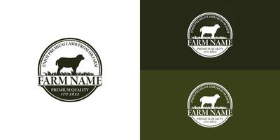 astratto bestiame grande pecora azienda agricola distintivo minimo premio verde logo vettore illustrazione presentata con multiplo sfondo colori. il logo è adatto per il bestiame attività commerciale logo design modello