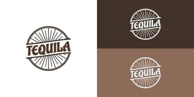 Tequila Vintage ▾ francobollo vettore nel Marrone colore presentata con multiplo bianca e Marrone sfondo colori. il logo è adatto per un' ristorante bar bar logo design ispirazione modello