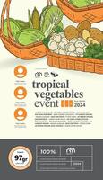 Salute evento manifesto con tropicale verdure illustrazione vettore