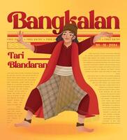 blandaran danza bangkalan Indonesia cultura cellula ombroso mano disegnato illustrazione vettore