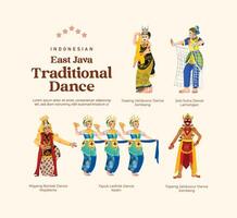 isolato indonesiano cultura est Giava danza illustrazione cellula ombroso stile vettore