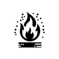 vettore di fuoco, icona di fiamma. icona nera isolata su sfondo bianco.