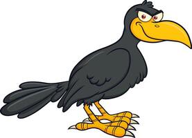 sorridente corvo uccello cartone animato carattere. vettore illustrazione isolato su bianca sfondo