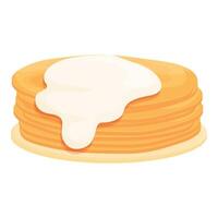 latte crema Pancakes icona cartone animato vettore. carino pila menù vettore