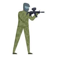 militare paintball giocatore icona cartone animato vettore. protezione veste vettore