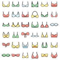 moderno reggiseno icone impostato vettore colore linea