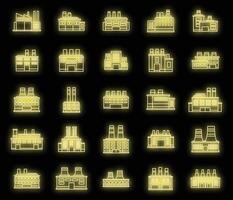 energia riciclare fabbrica icone impostato vettore neon