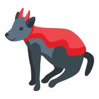 rosso diavolo cane costume icona isometrico vettore. animale festivo vettore