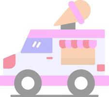 gelato furgone piatto leggero icona vettore