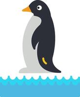pinguino piatto leggero icona vettore