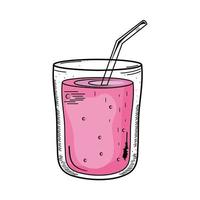 bevanda rosa in vetro con icona disegno cannuccia vettore