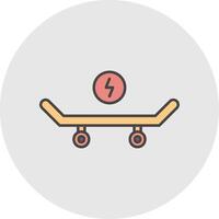 skateboard linea pieno leggero cerchio icona vettore