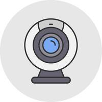 webcam linea pieno leggero cerchio icona vettore