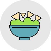 nachos linea pieno leggero cerchio icona vettore