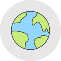 pianeta terra linea pieno leggero cerchio icona vettore