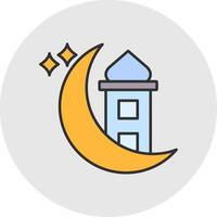 Ramadan linea pieno leggero cerchio icona vettore