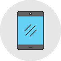 smartphone linea pieno leggero cerchio icona vettore