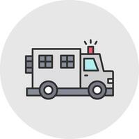 polizia furgone linea pieno leggero cerchio icona vettore