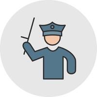 poliziotto Tenere bastone linea pieno leggero cerchio icona vettore