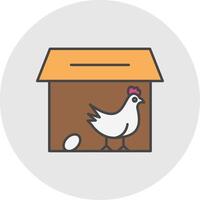 pollo coop linea pieno leggero cerchio icona vettore