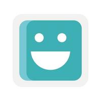 faccina felice quadrata emoji blu vettore