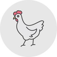 pollo linea pieno leggero cerchio icona vettore