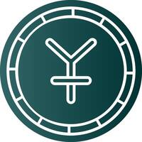 yen glifo pendenza verde icona vettore