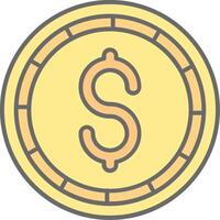 dollaro moneta linea pieno leggero icona vettore