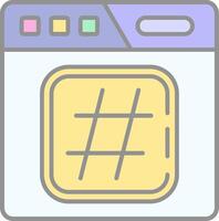 hashtag linea pieno leggero icona vettore