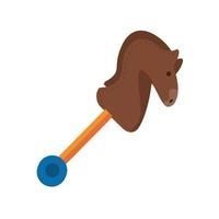 simpatico cavallo in legno giocattolo per bambini icona stile piatto vettore