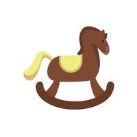 simpatico cavallo in legno giocattolo per bambini icona stile piatto vettore