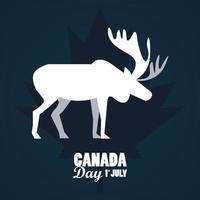 poster per la celebrazione del primo giorno del Canada di luglio con renne vettore