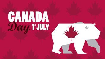 poster per la celebrazione del primo giorno del canada di luglio con l'orso vettore